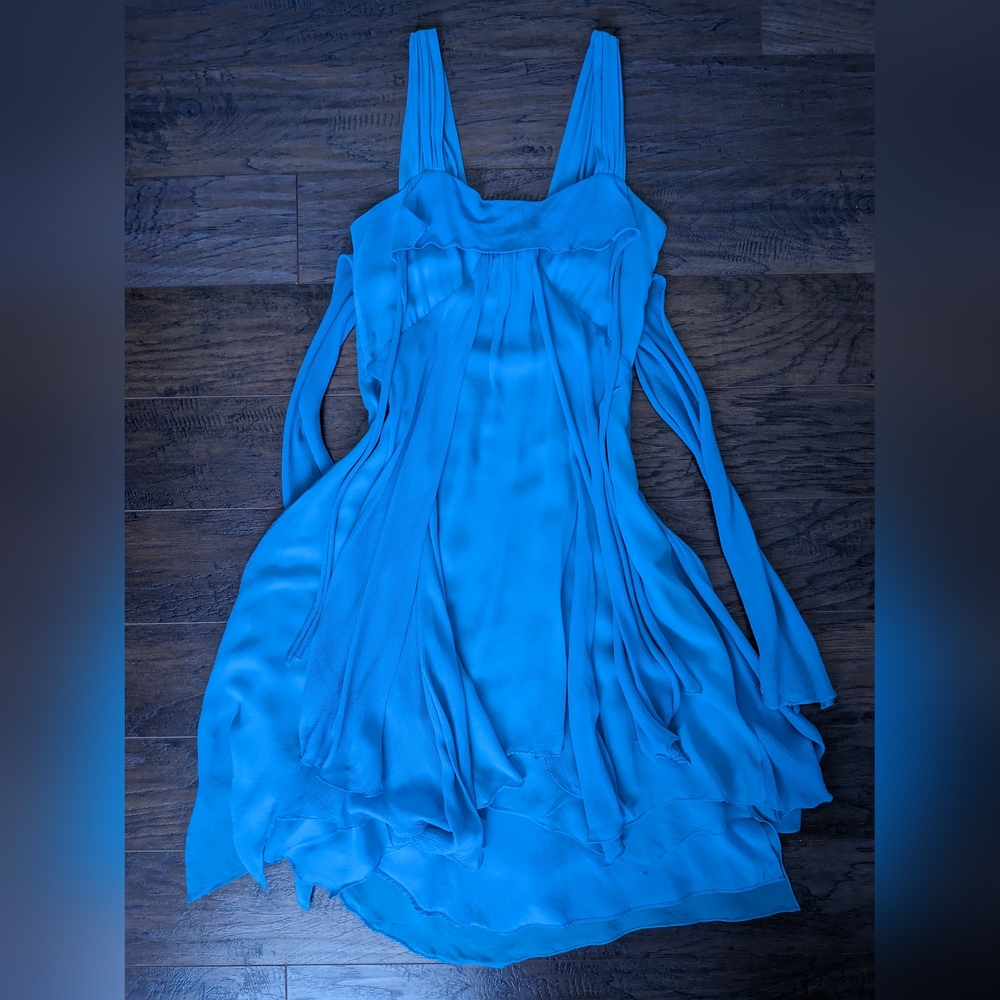 BCBG SILK DRESS, unique one of a kind, asymmetrical, High low